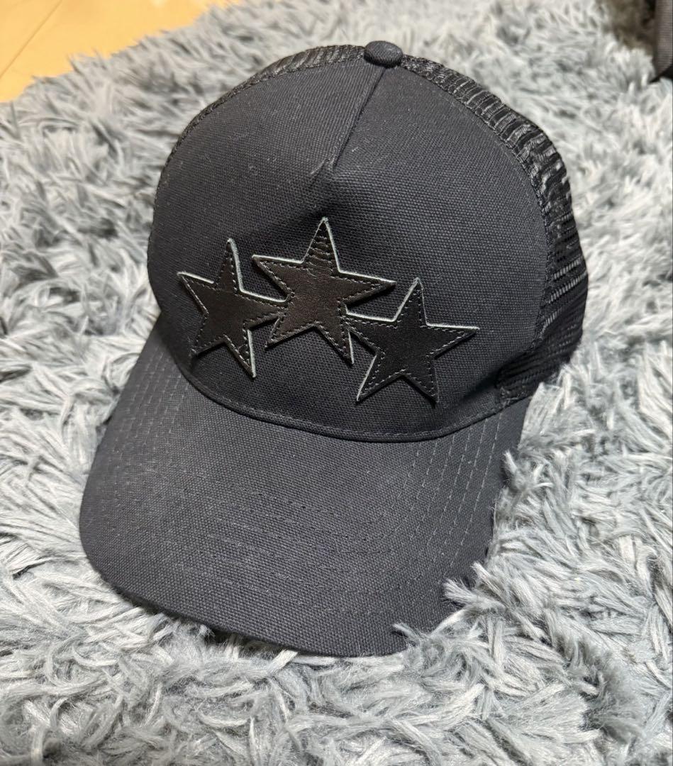 【ラッピング無料】 AMIRI アミリ SSENSE購入品 ブラック メッシュキャップ 3スター 帽子