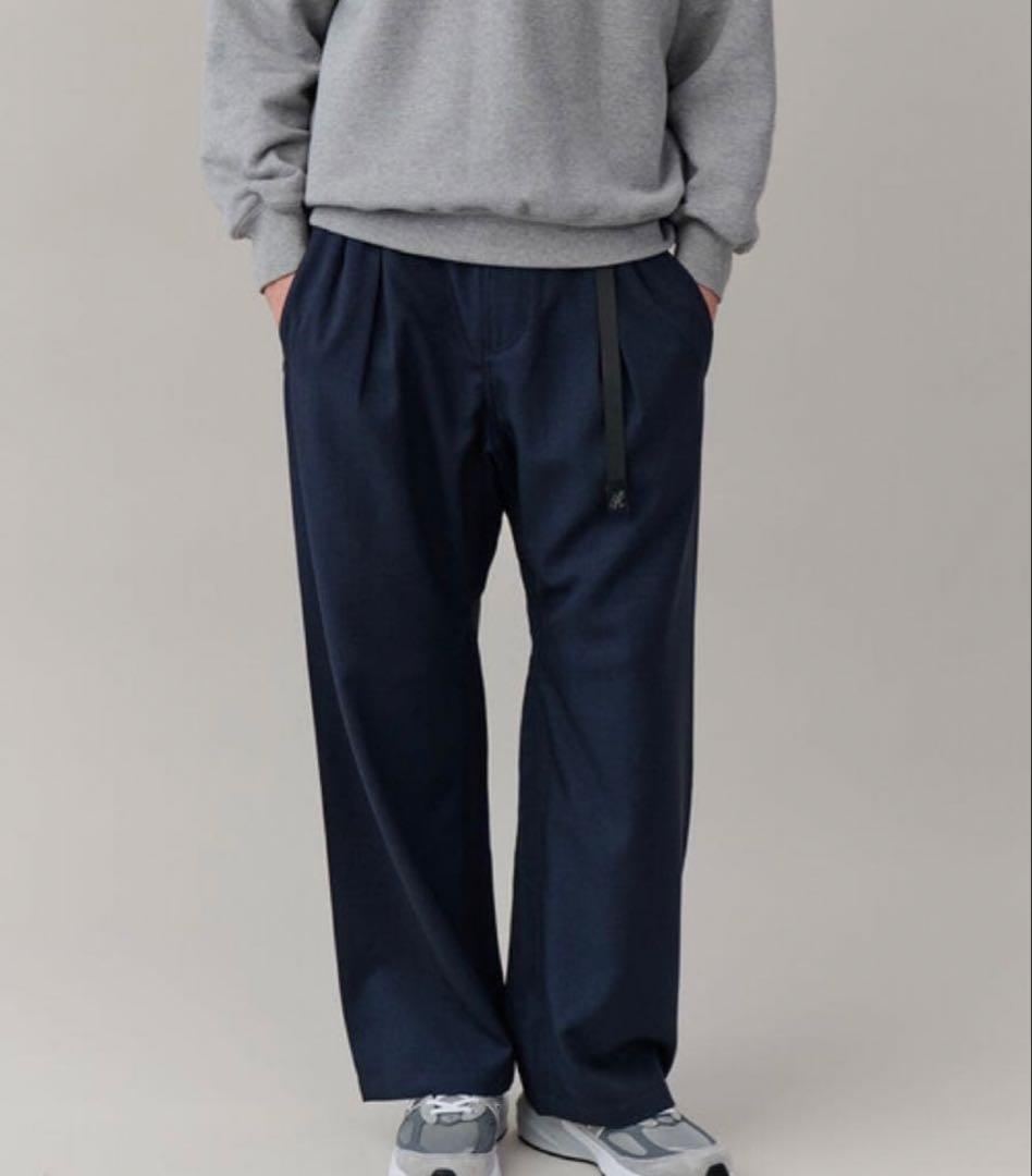 ネイビー ワイドパンツ ドローコード付きXL LL Gramicci