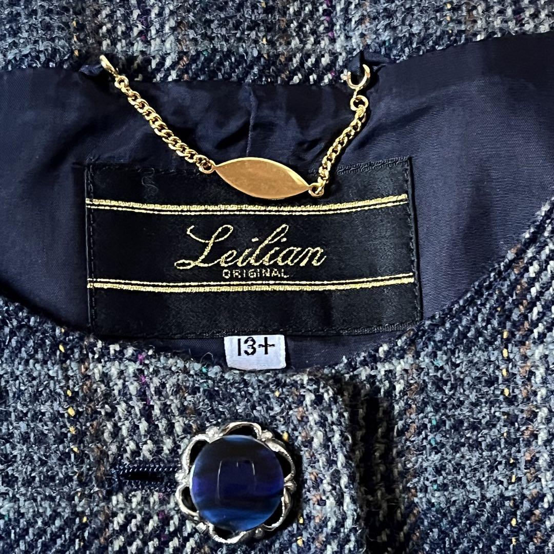 美品✨レリアン ノーカラージャケット シルク混 大きいサイズXL