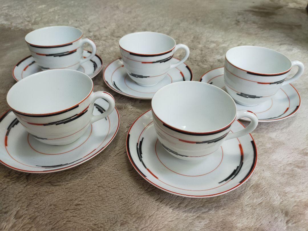 東洋陶器會社昭和レトロヴィンテージコーヒーカップ＆ソーサー５客セット