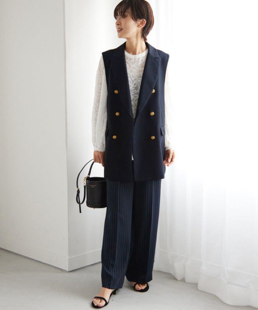 極美品　ジャーナルスタンダード　relume　T/Wギャバネイビージレ　金ボタン