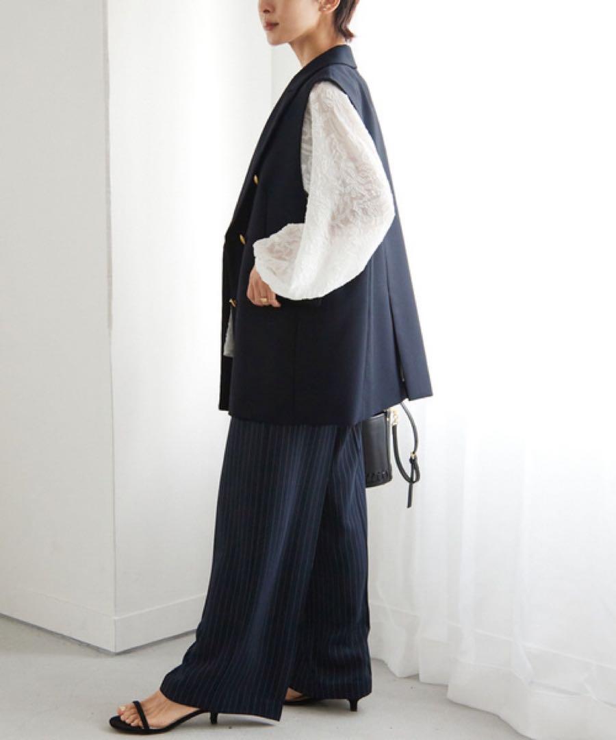 極美品　ジャーナルスタンダード　relume　T/Wギャバネイビージレ　金ボタン