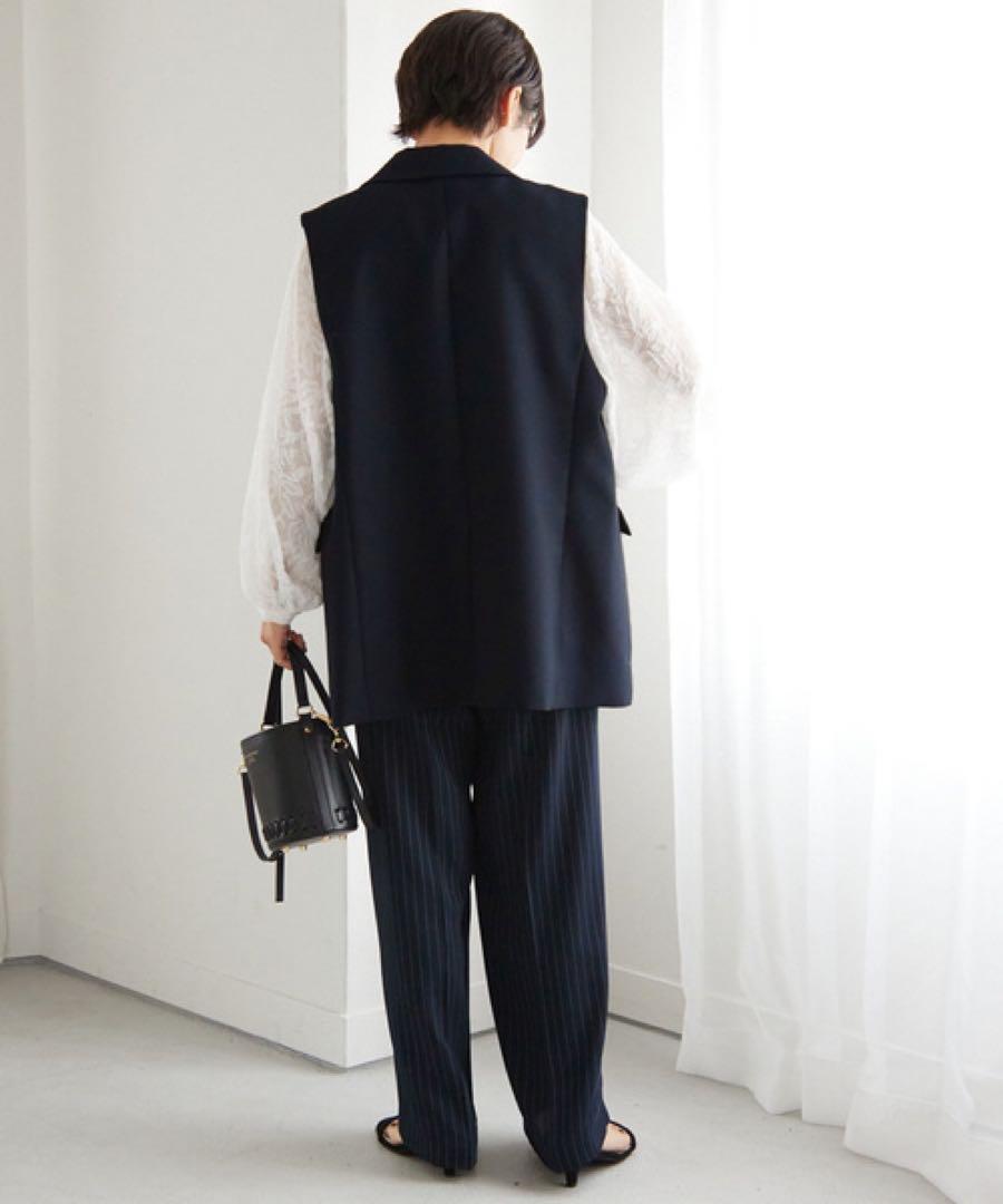 極美品　ジャーナルスタンダード　relume　T/Wギャバネイビージレ　金ボタン
