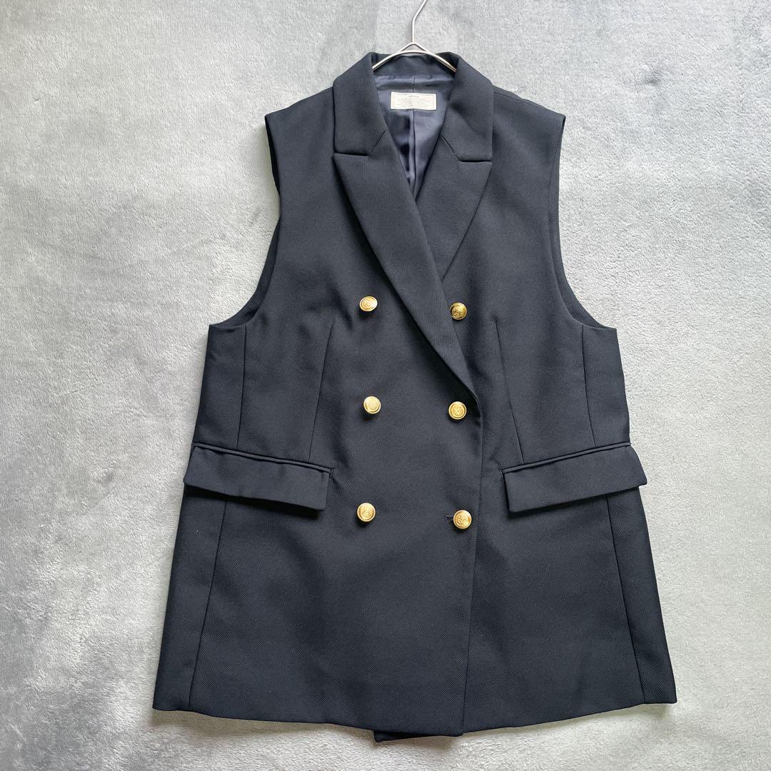 極美品　ジャーナルスタンダード　relume　T/Wギャバネイビージレ　金ボタン
