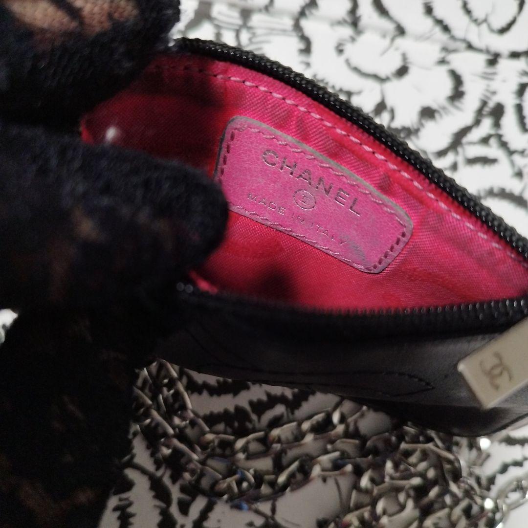 CHANEL ブラックレザー カードコインケース