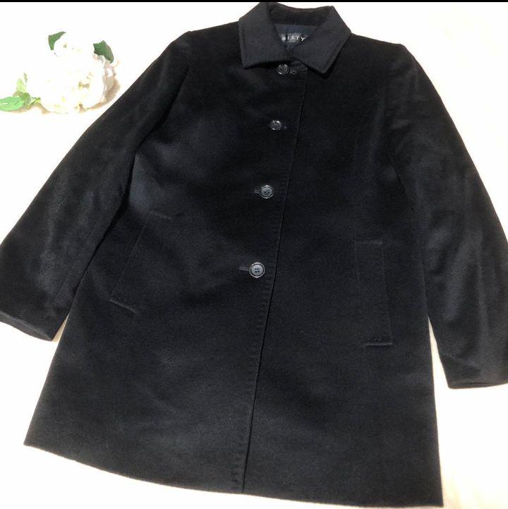 VESTINA東京スタイル　上質カシミヤ100% ロングコート　ブラック　11号 y 高級 VESTINA 東京スタイル カシミヤ 100% コート ロングコート