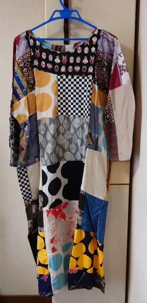 #リメイク#ハンドメイド#ワンピース#パッチワーク#日本製#新品#Ｆ