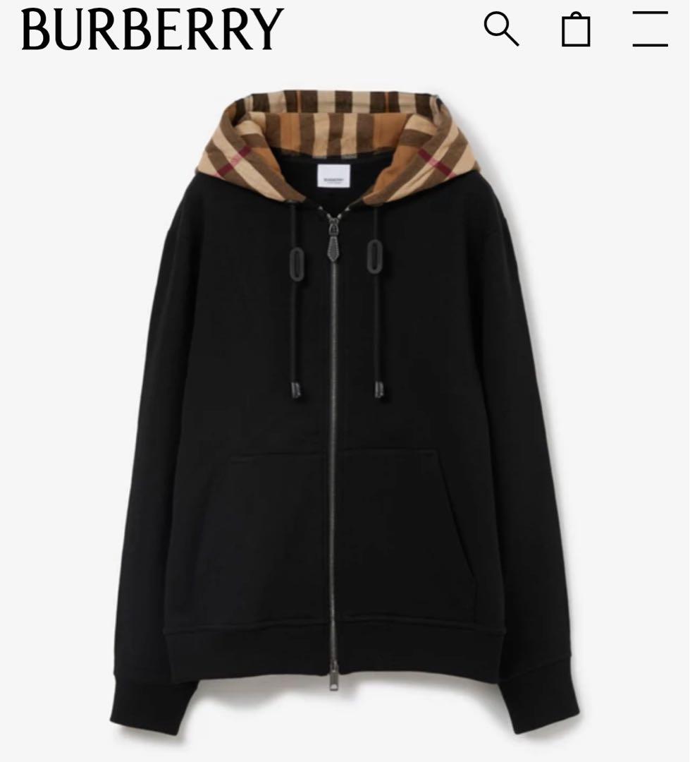 正規品 Burberry バーバリー フルジップパーカー コットン 黒 XS
