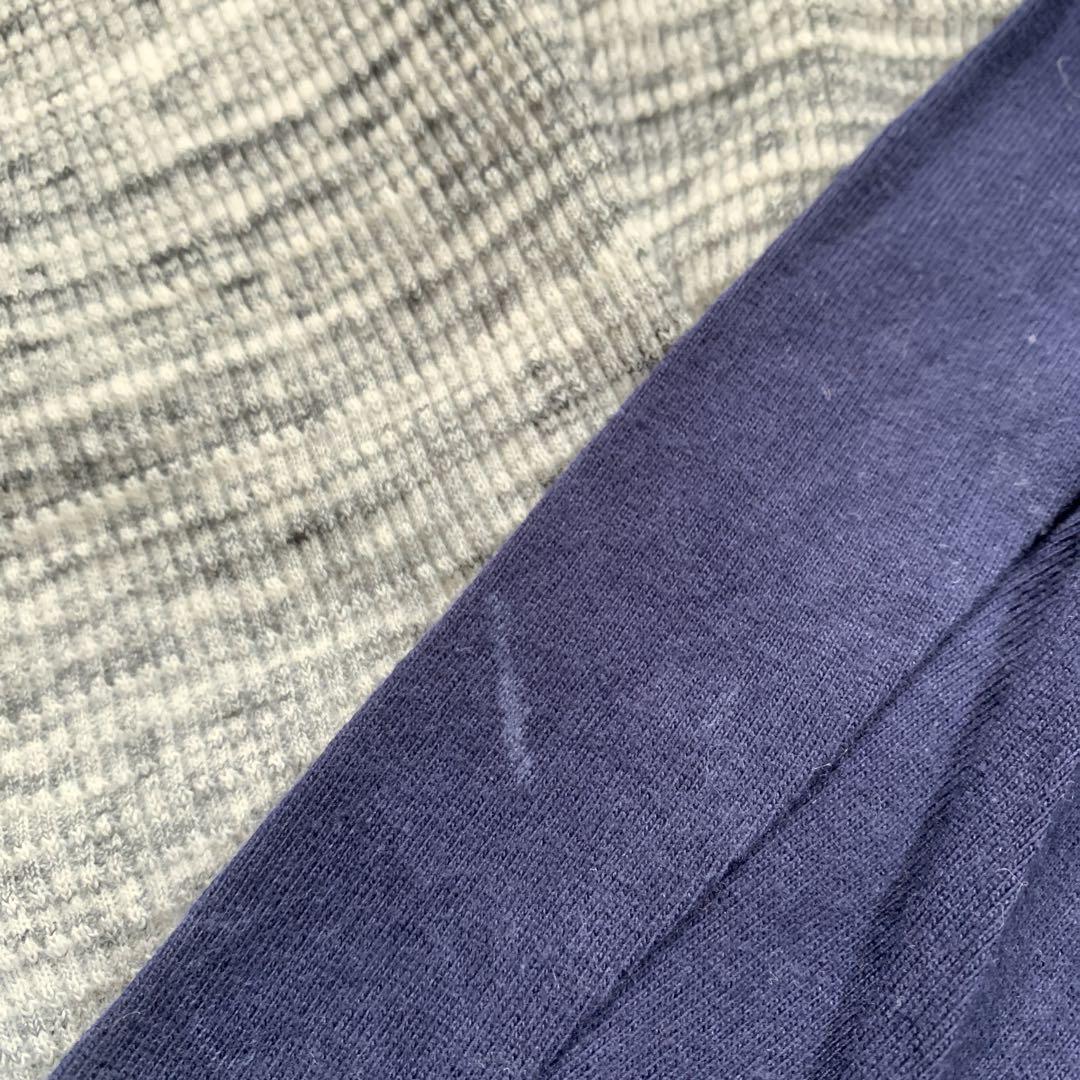 【TAKEO KIKUCHI】(M)総柄 ボーダー リブニット ロング Tシャツ
