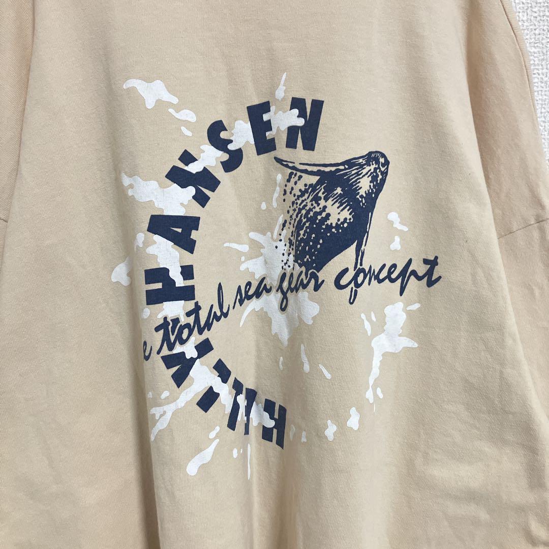 【バックプリント】90sヘリーハンセン　USA製　Tシャツ　ベージュ　XL相当