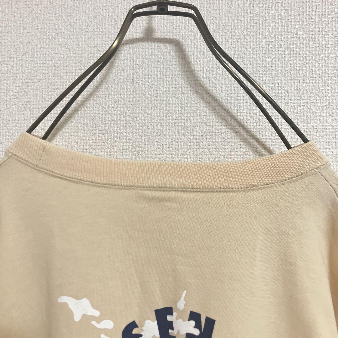 【バックプリント】90sヘリーハンセン　USA製　Tシャツ　ベージュ　XL相当