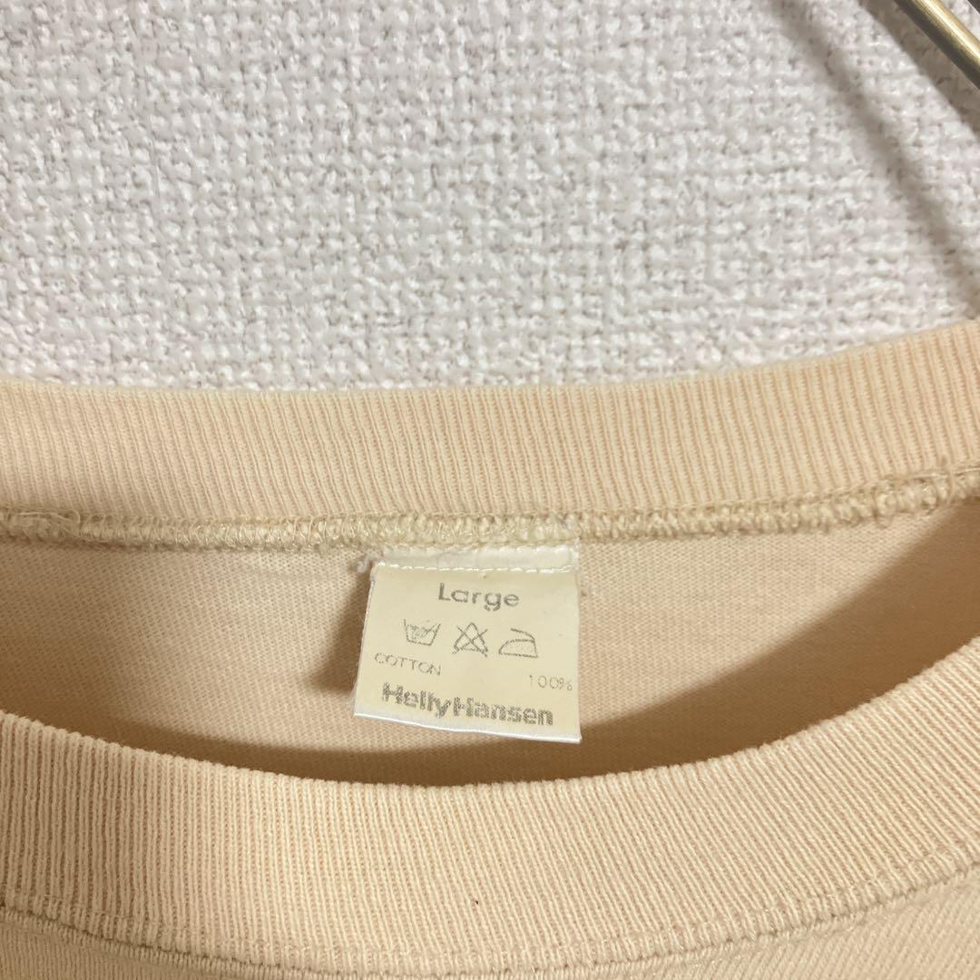 【バックプリント】90sヘリーハンセン　USA製　Tシャツ　ベージュ　XL相当