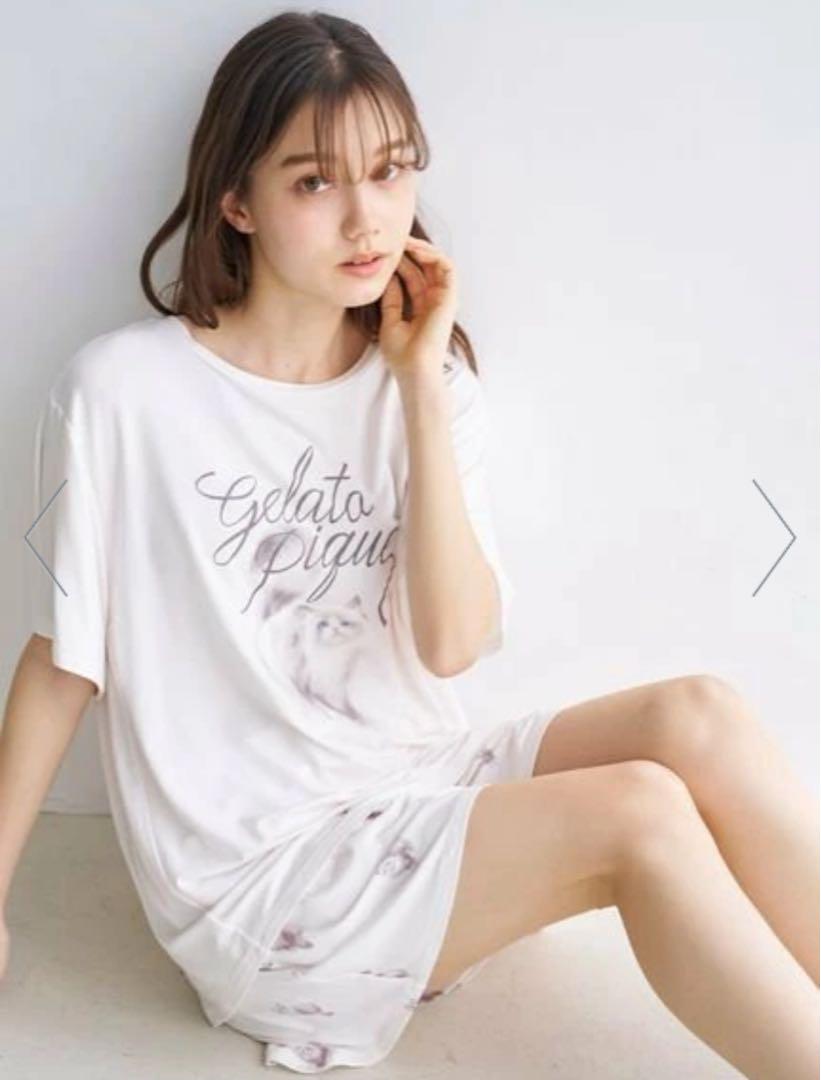 【新品未使用】ジェラートピケ　CAT柄ワンポイントTシャツ&ショートパンツセット