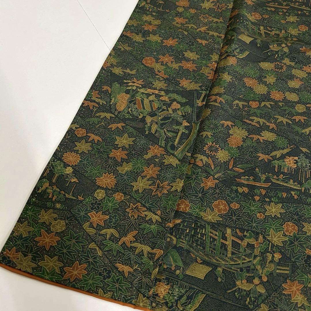 裂取 花柄 紅葉 素敵なデザイン 小紋 正絹 T-5122