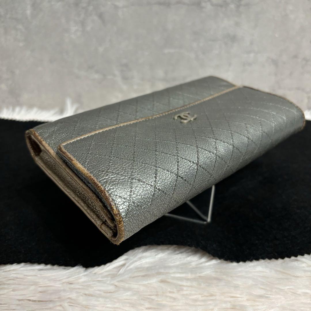 CHANEL ビコローレ フラップ シルバー 長長財布