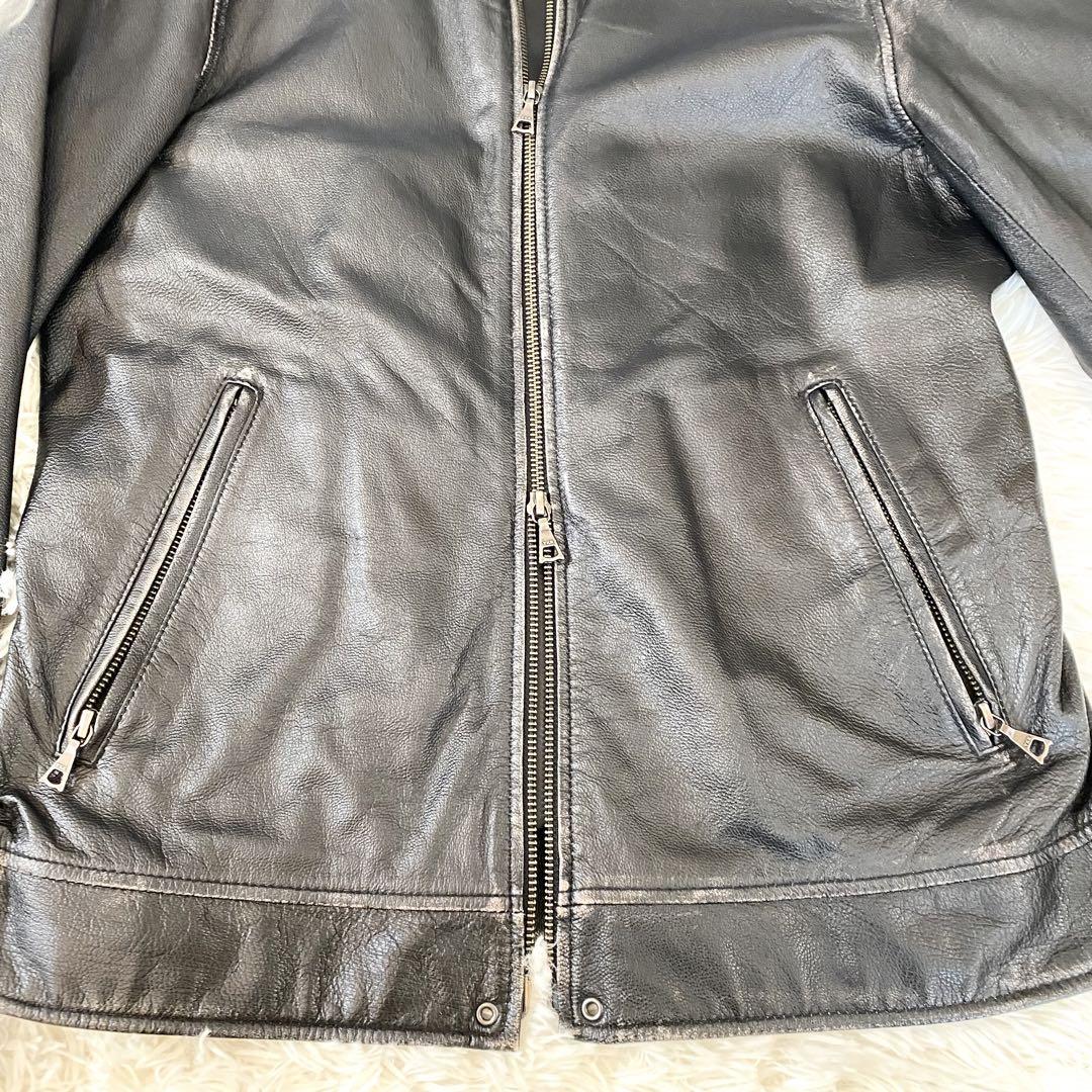美品 BEAMS Lサイズ USED加工　シングルライダース　山羊革　ゴート