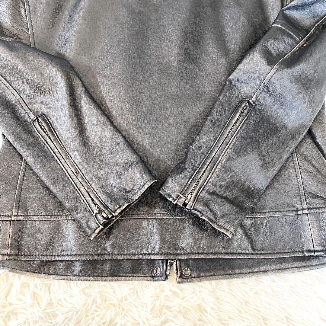 美品 BEAMS Lサイズ USED加工　シングルライダース　山羊革　ゴート