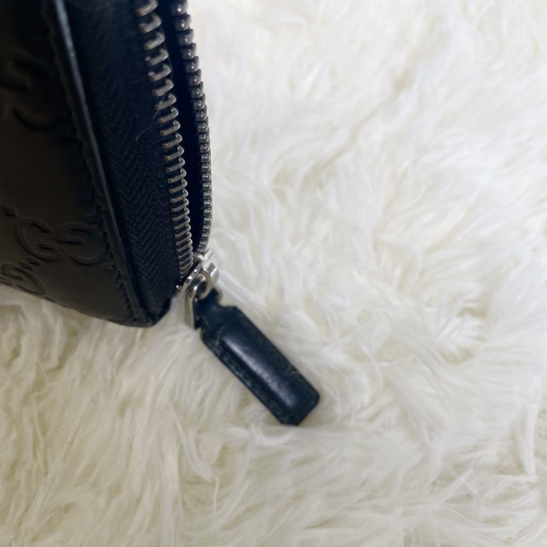【美品】 GUCCI グッチ 長財布 ラウンドファスナー レザー グッチシマ