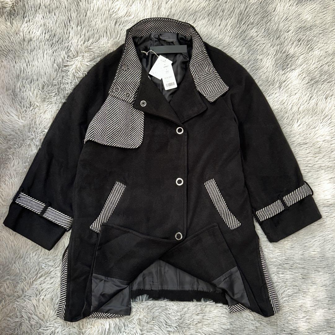 【新品】kOhAKU コハク ヘリンボーン切替ミドルコート