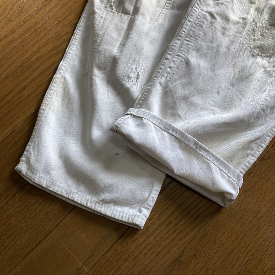 80s SEKINE CYCLE つなぎ 白 染み込みプリント コットン
