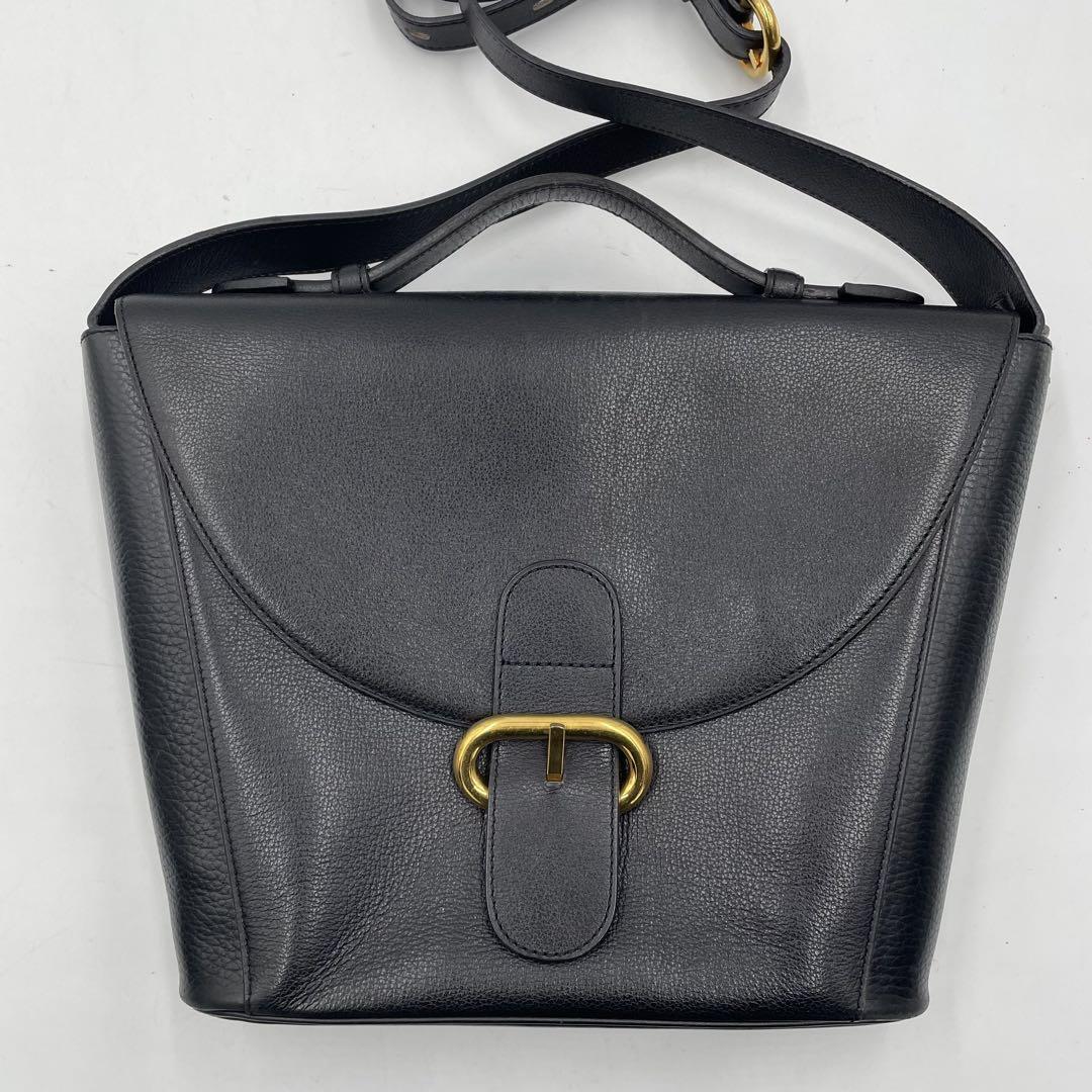 極美品✨デルヴォー　2way バッグ　ゴールド金具　Dチャーム　レザー　黒