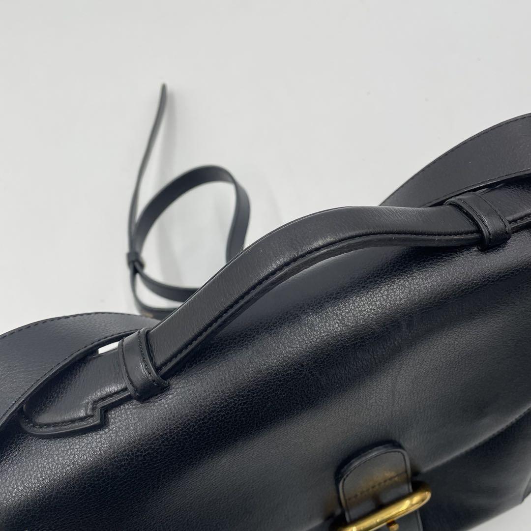 極美品✨デルヴォー　2way バッグ　ゴールド金具　Dチャーム　レザー　黒