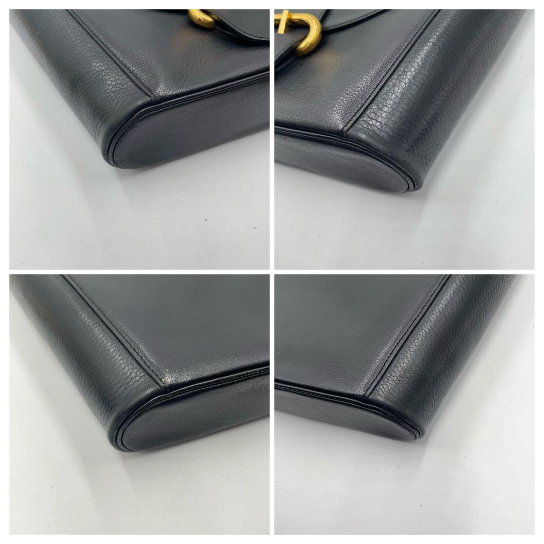 極美品✨デルヴォー　2way バッグ　ゴールド金具　Dチャーム　レザー　黒
