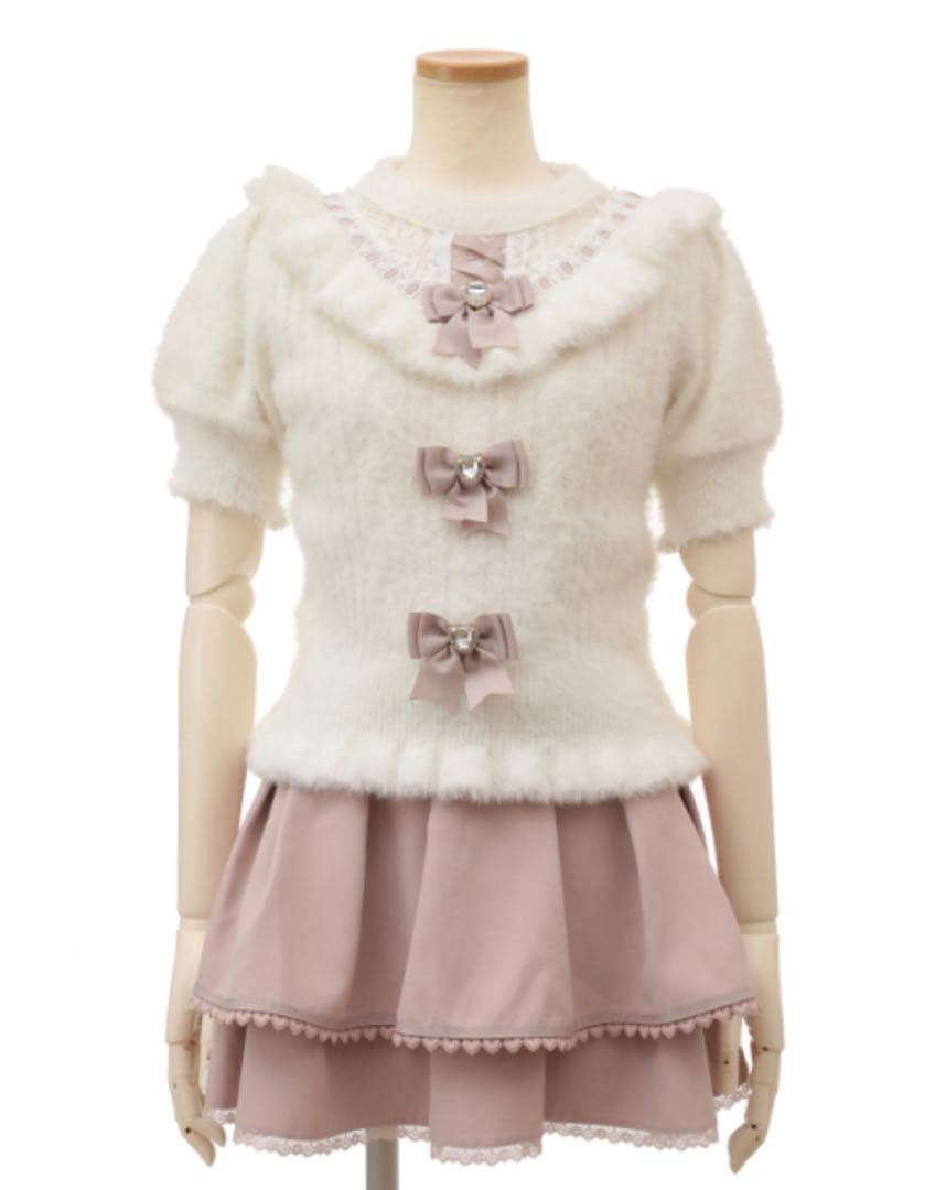 ♡LIZLISA♡ アームウォーマー3連リボンニット