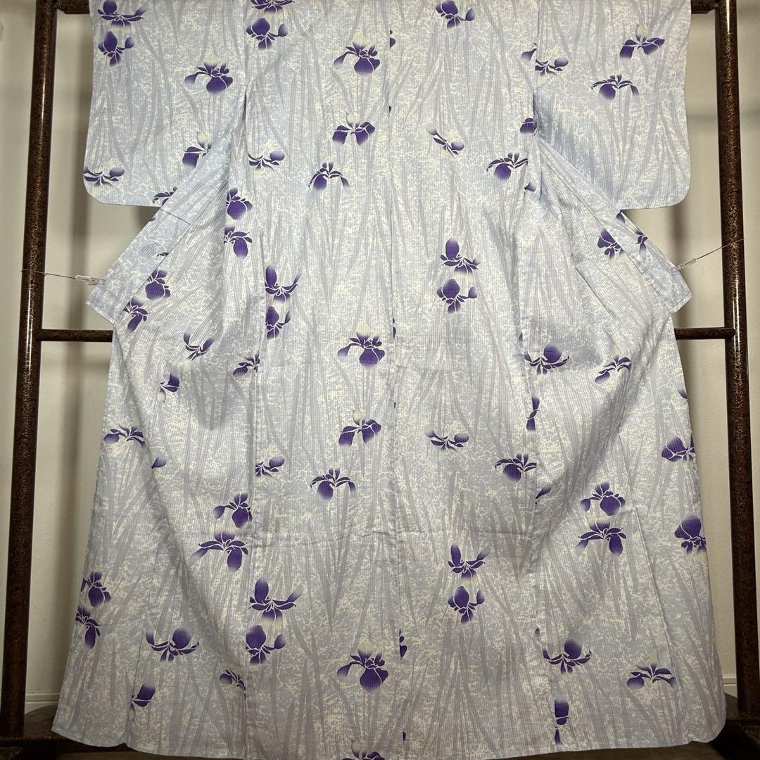 未使用品　浴衣 着物　夏物　163㎝　変わり織　紅梅　現代　トール　紫　薄紫