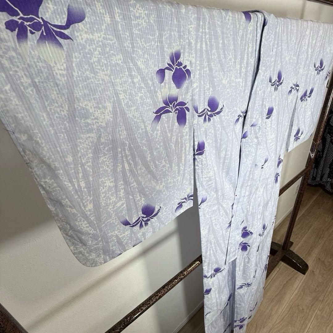 未使用品　浴衣 着物　夏物　163㎝　変わり織　紅梅　現代　トール　紫　薄紫