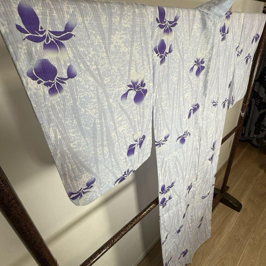 未使用品　浴衣 着物　夏物　163㎝　変わり織　紅梅　現代　トール　紫　薄紫