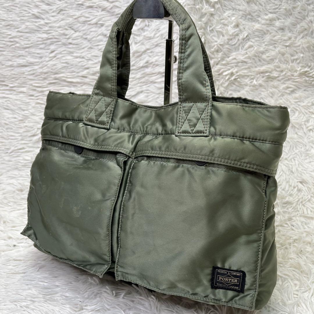 【美品】PORTER ポーター　トートバッグ　タンカー　セージグリーン PX TANKER(PXタンカー) SLING PURSE(L) | 吉田カバン