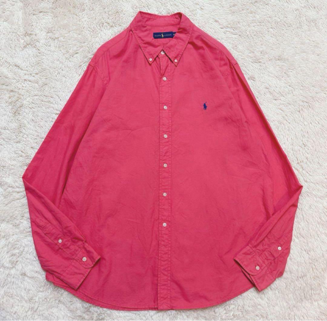 RALPH LAUREN ボタンダウンシャツ ピンク ロゴ刺繍 XXL