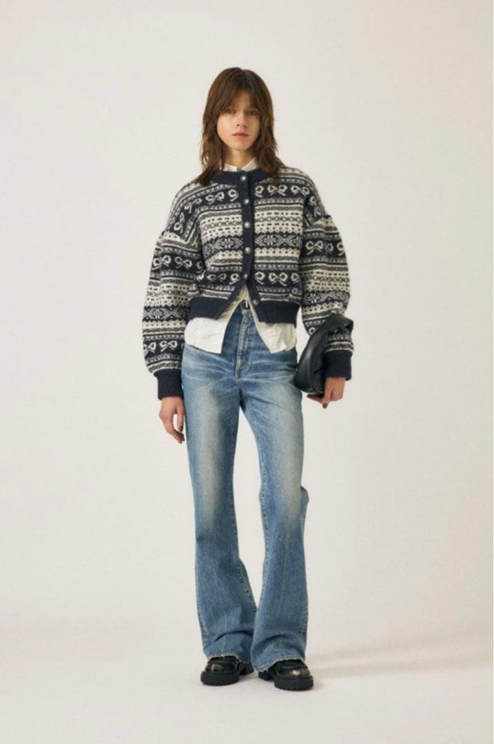 MOUSSY ニットカーディガン ネイビー SIZE moussy