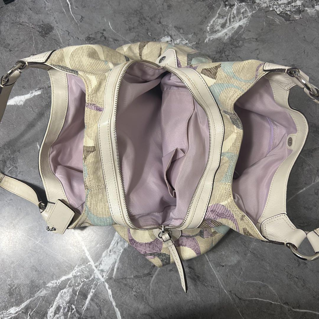【希少】coach コーチ　マルチカラー　パッチワーク　ハンドバッグ コーチ“ふんわり”シアリングの新作バッグ、パッチワーク×マルチ