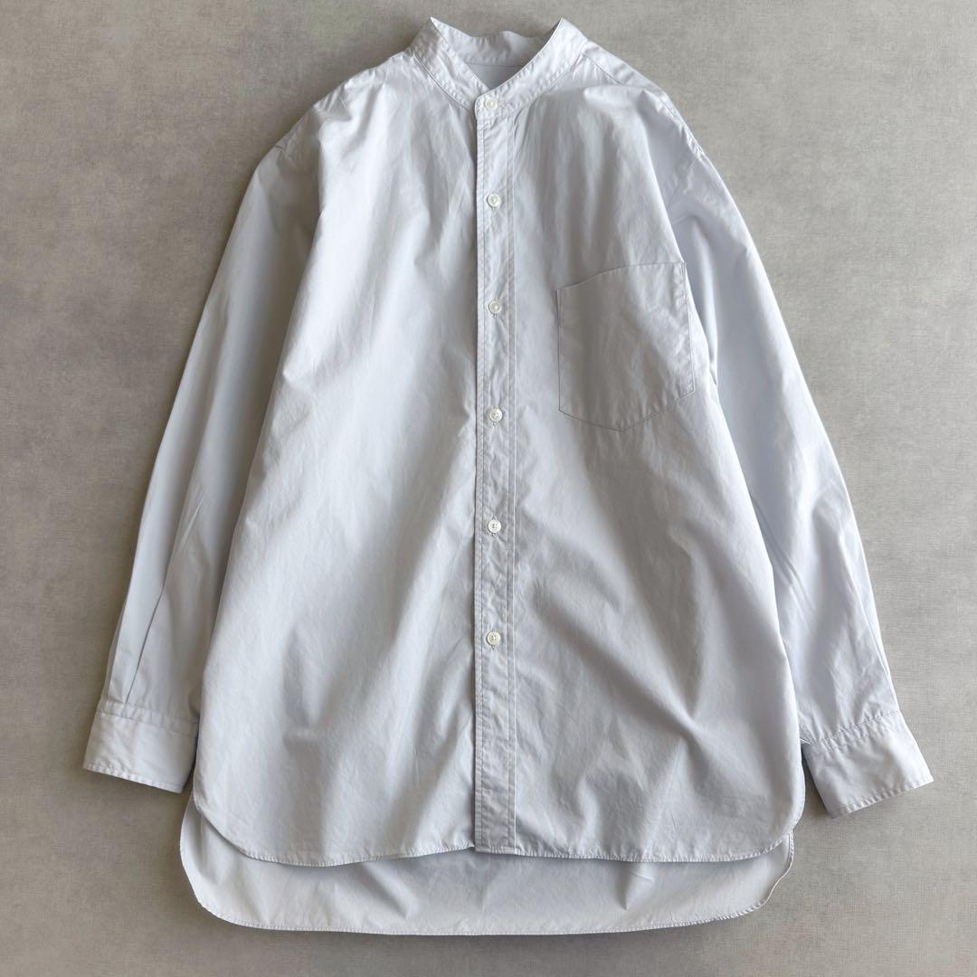 美品▲yleve イレーヴ //バンドカラーコットンシャツ▲ライトグレー