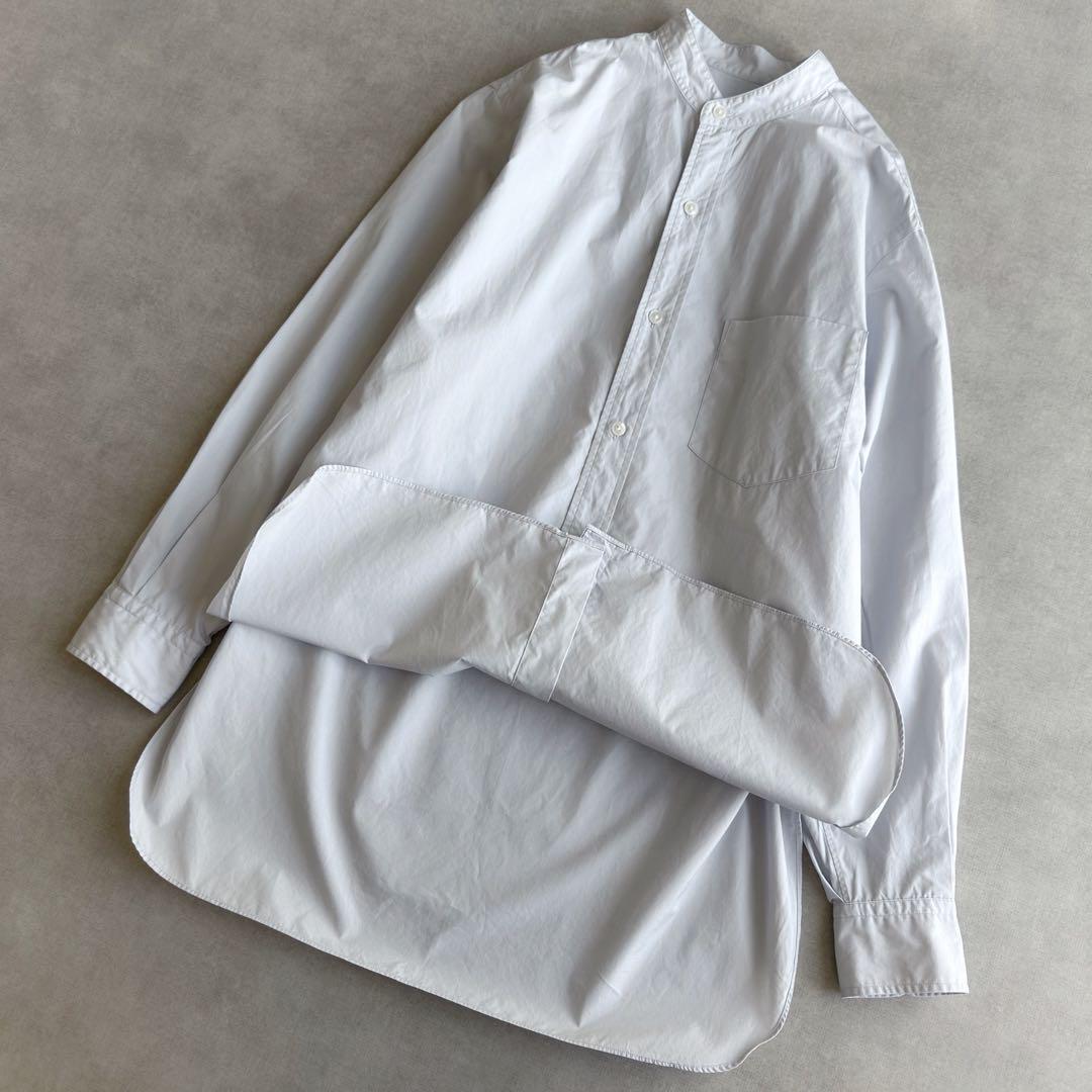 美品▲yleve イレーヴ //バンドカラーコットンシャツ▲ライトグレー