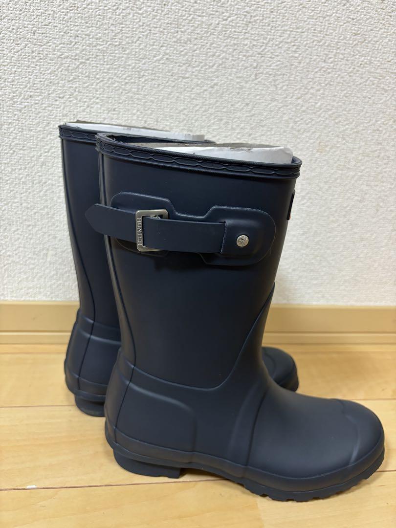美品 HUNTER ハンター 長靴 レインブーツ ネイビー バックル