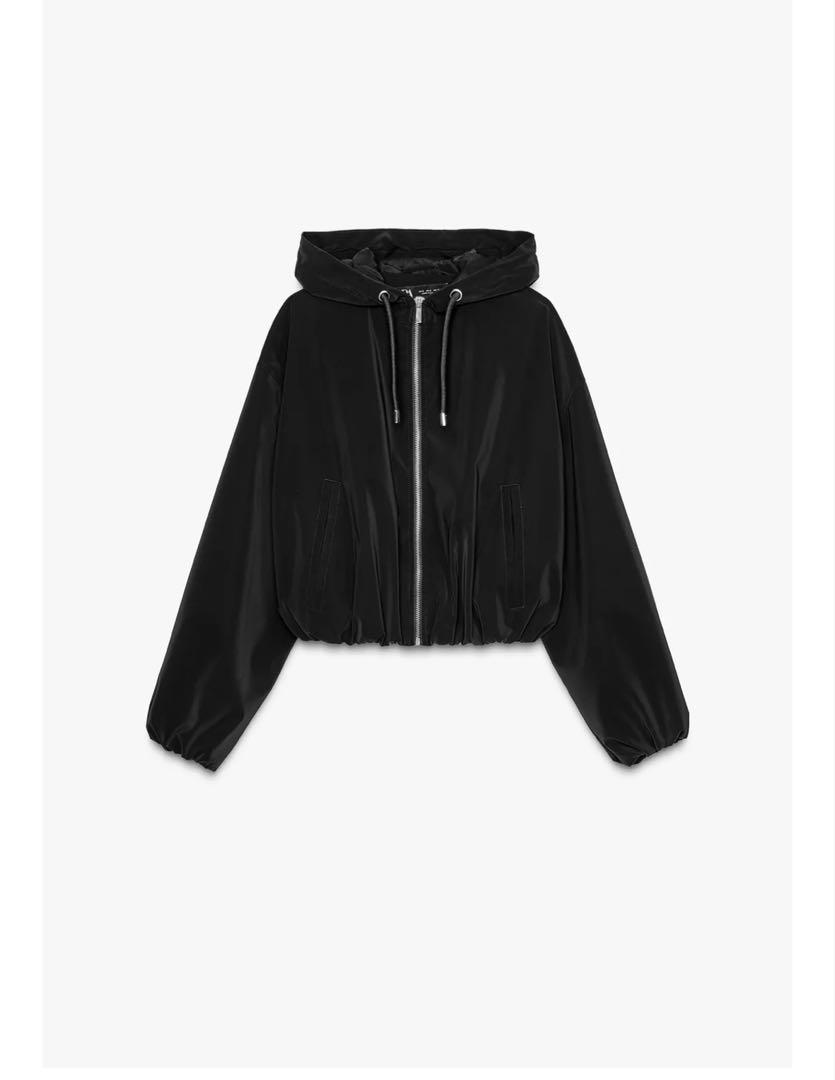 ZARA フード付きジャケット M ブラック 撥水加工テクニカルフードジャケット - ブラック | ZARA Japan