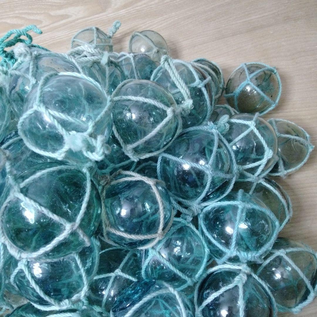 ガラス浮き球　浮き玉　９２個セット　網紐付き