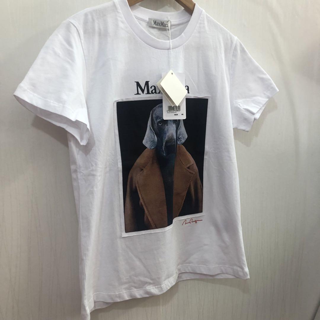 MaxMara 犬プリント Tシャツ Sサイズ ホワイト 未使用! MaxMara 犬プリント Tシャツ Sサイズ - メルカリ