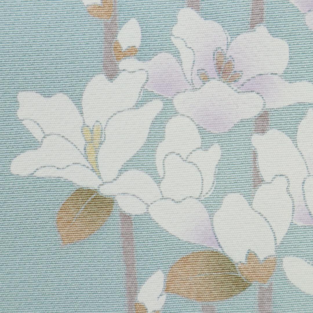 《長尺■訪問着◆しっとり花桃の花模様◆淡いグリーン◆袷正絹着物◆SG4-5》