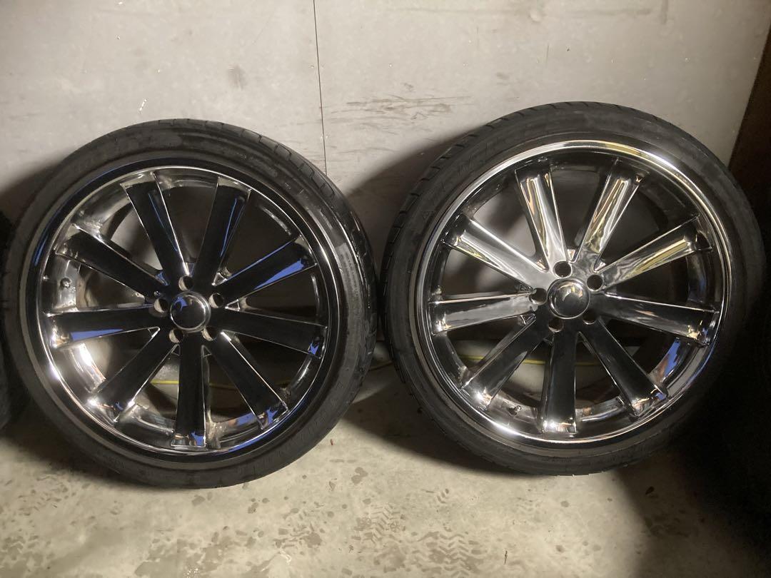 美品！大口径！メーカー不明22インチアルミ　265/35R22クロームメッキ 美品！大口径！メーカー不明22インチアルミ 265/35R22クローム