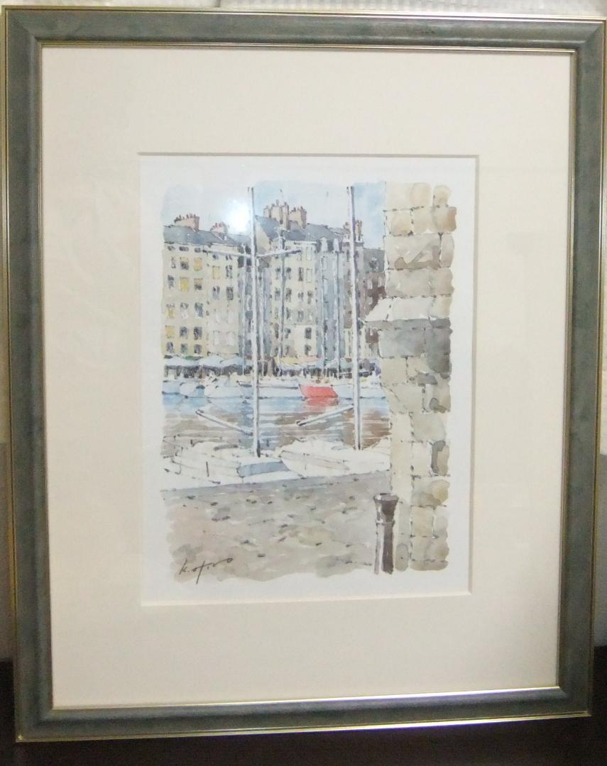 真作保証　小林大彦　水彩画　原画　「教会脇から」こばやしひろひこ