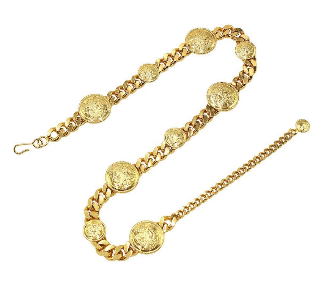 R2238 美品 フェンディ ロマ 1925 メダルコインモチーフチェーンベルト