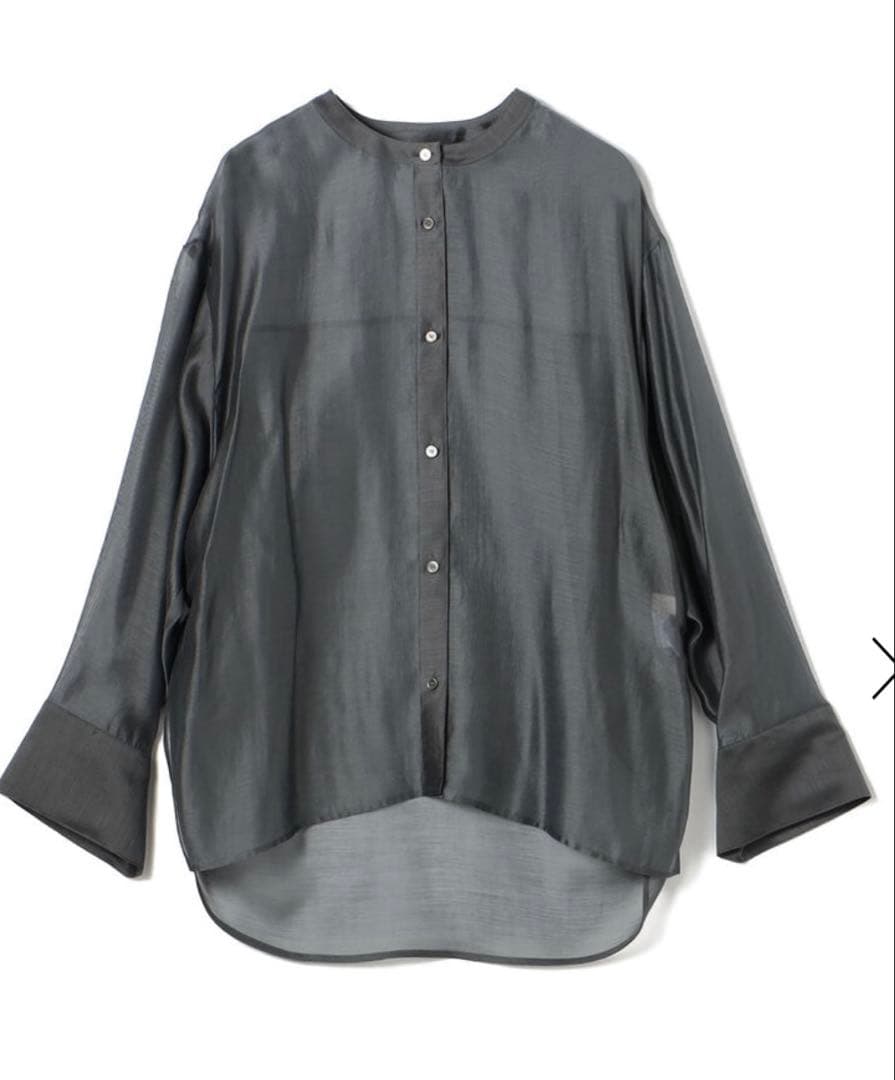 TOMORROWLANDセルロースポリエステルオーガンジー サイドギャザーシャツ