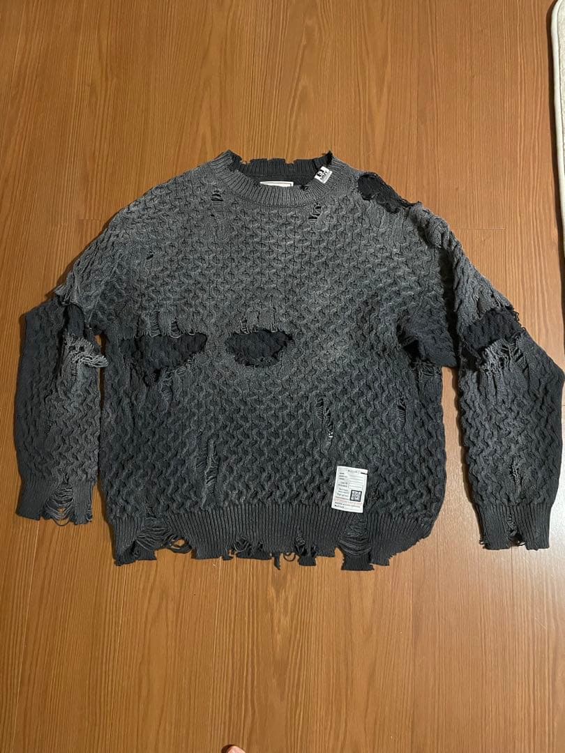 メゾン ミハラヤスヒロ★ダメージ加工 グレー ニットセーター 13,500円
