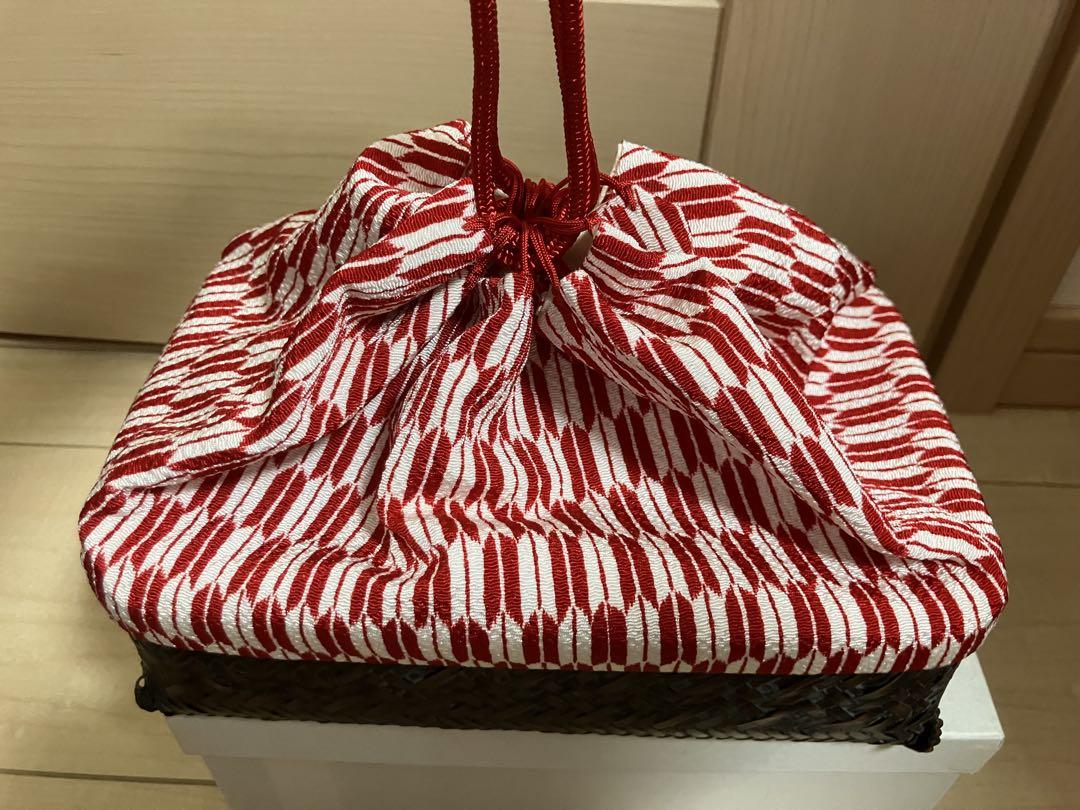 ぎをん幾岡屋 巾着 籠 バッグ 矢絣 矢がすり