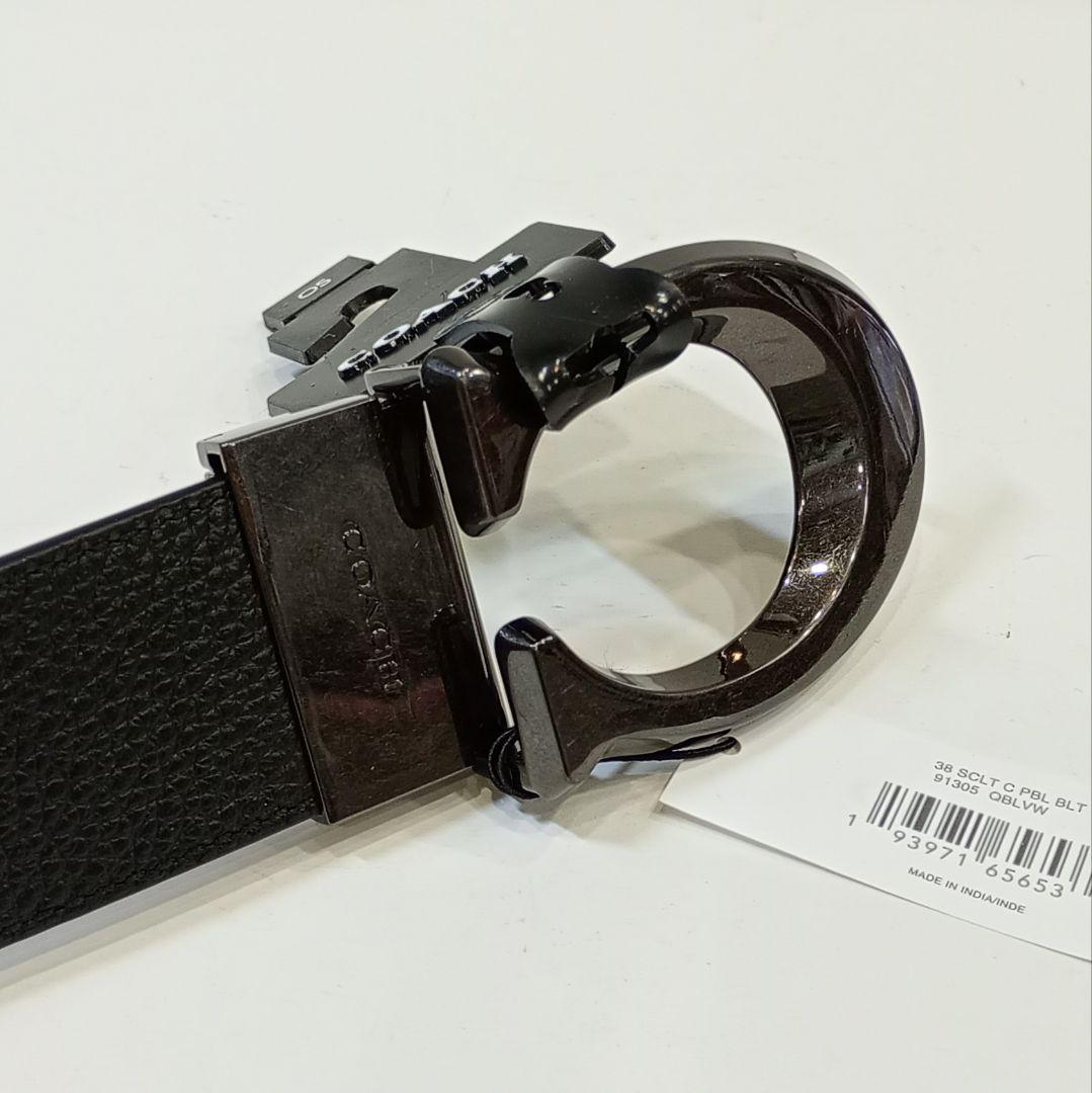 新品　COACH　 コーチ　メンズレザー　ベルト　リバーシブル　バックル