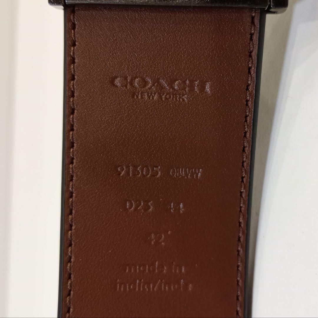 新品　COACH　 コーチ　メンズレザー　ベルト　リバーシブル　バックル